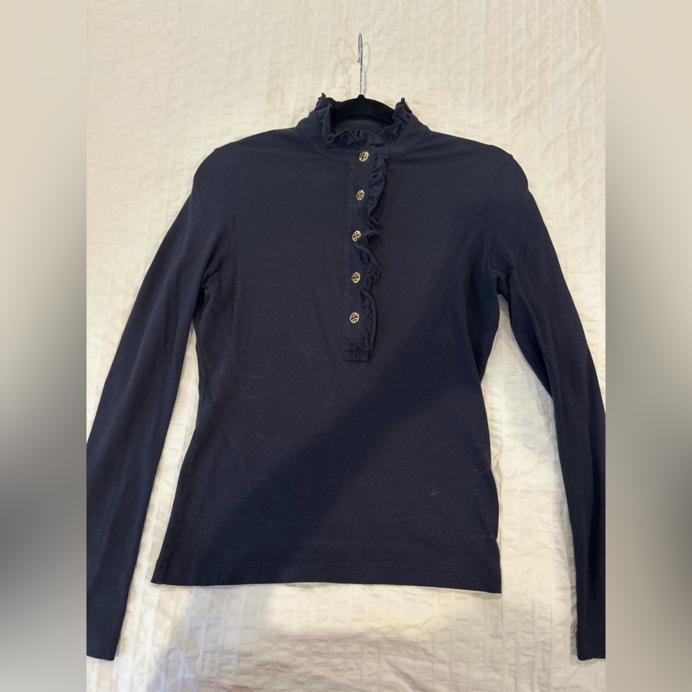 Tory Burch Mock Neck Long Sleeve Polo size Small